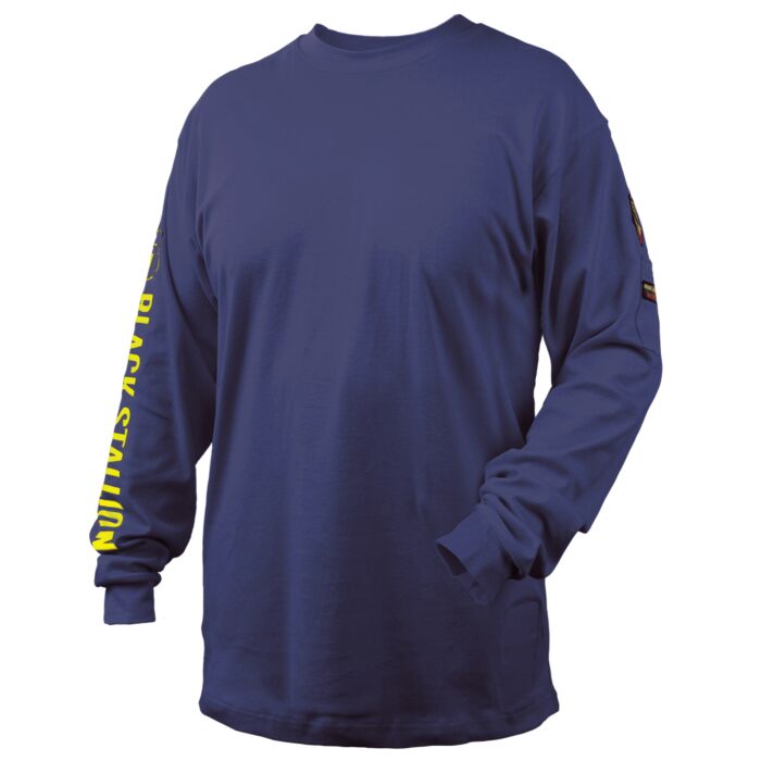 Black Stallion FR Cotton Knit 7 oz Long-Sleeve T-Shirt, Navy